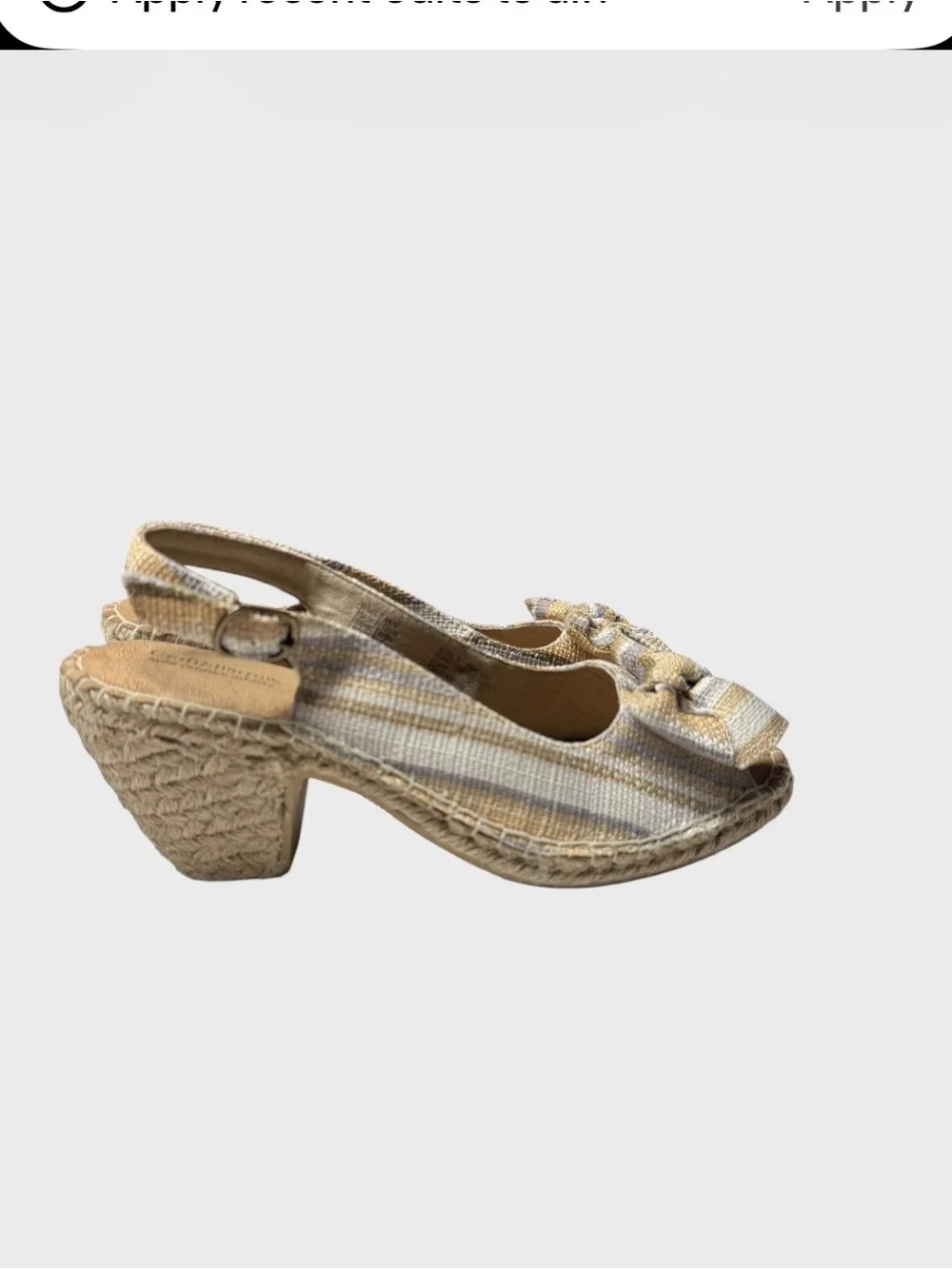 croft & barrow Beige and White Plaid Bow Slingback Espadrille Sandals